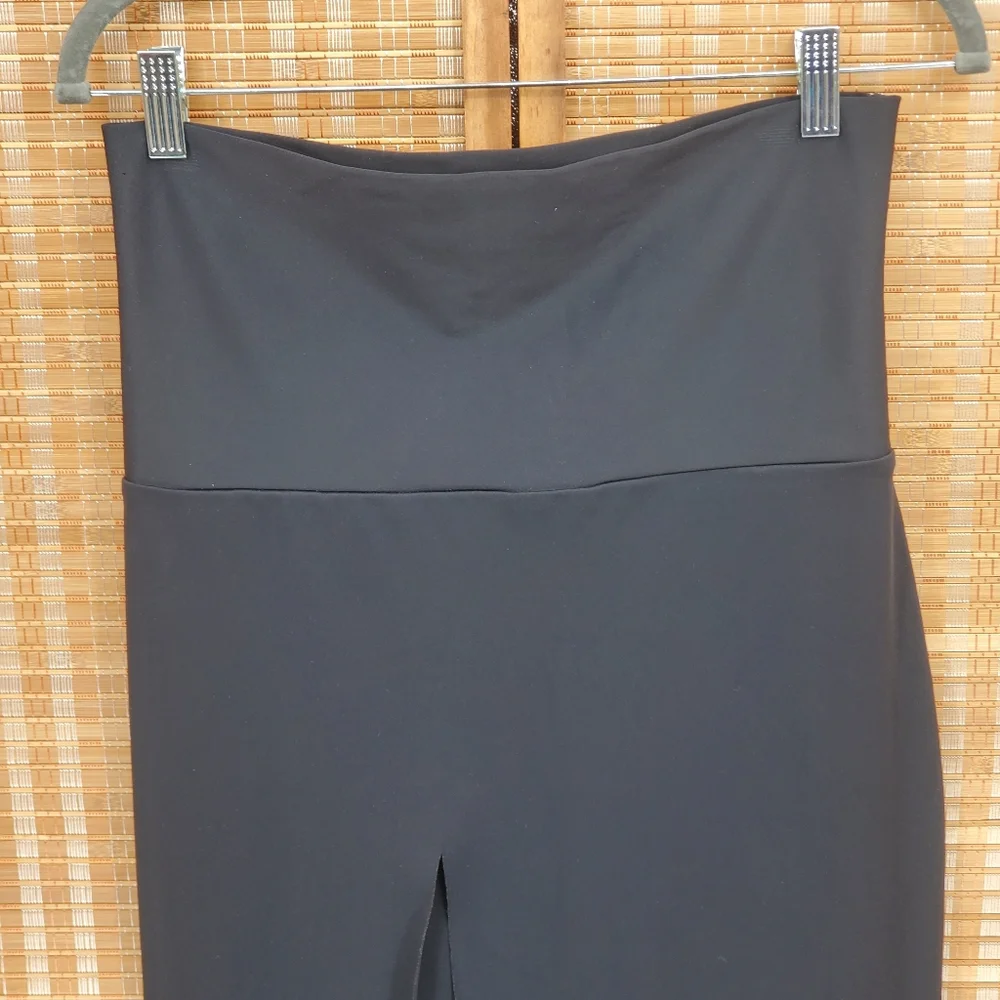 ♤ Skims Black Fold Over Waist High Slit Maxi Swim Skirt Size Medium